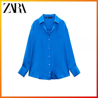 Zara เสื้อเชิ้ต ผ้าซาติน ผ้าไหม สไตล์คลาสสิก แฟชั่นฤดูใบไม้ผลิ สําหรับผู้หญิง 7969046