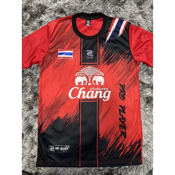 เสื้อกีฬาpro-player-ของเเท้พร้อมเฟกโลโก้ธงชาติไทยเเละสปอนเซอร์ช้าง