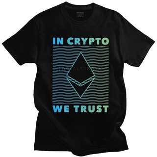 เสื้อยืดสีขาวเสื้อยืดแขนสั้น พิมพ์ลาย Ethereum In Crypto We Trust Awesome สําหรับผู้ชาย 392814S-4XL
