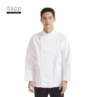 สินค้า dapp Uniform เสื้อเชฟ ทอมมี่ แขนยาว Long sleeves chef jacket with press buttons and small chest pocket สีขาว(TJKW1009)