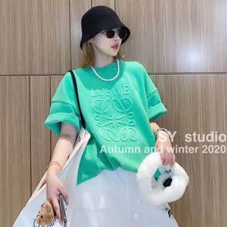 เสื้อยืดแขนสั้น ผ้าฝ้าย แบบหนา ทรงหลวม ขนาดใหญ่ สําหรับผู้ชาย และผู้หญิง【จัดส่งรวดเร็ว】