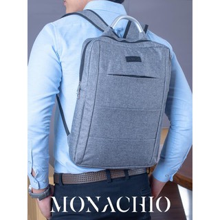 MONACHIO กระเป๋าใส่แล็ปท็อป กระเป๋าเป้ เป้ สีเทา