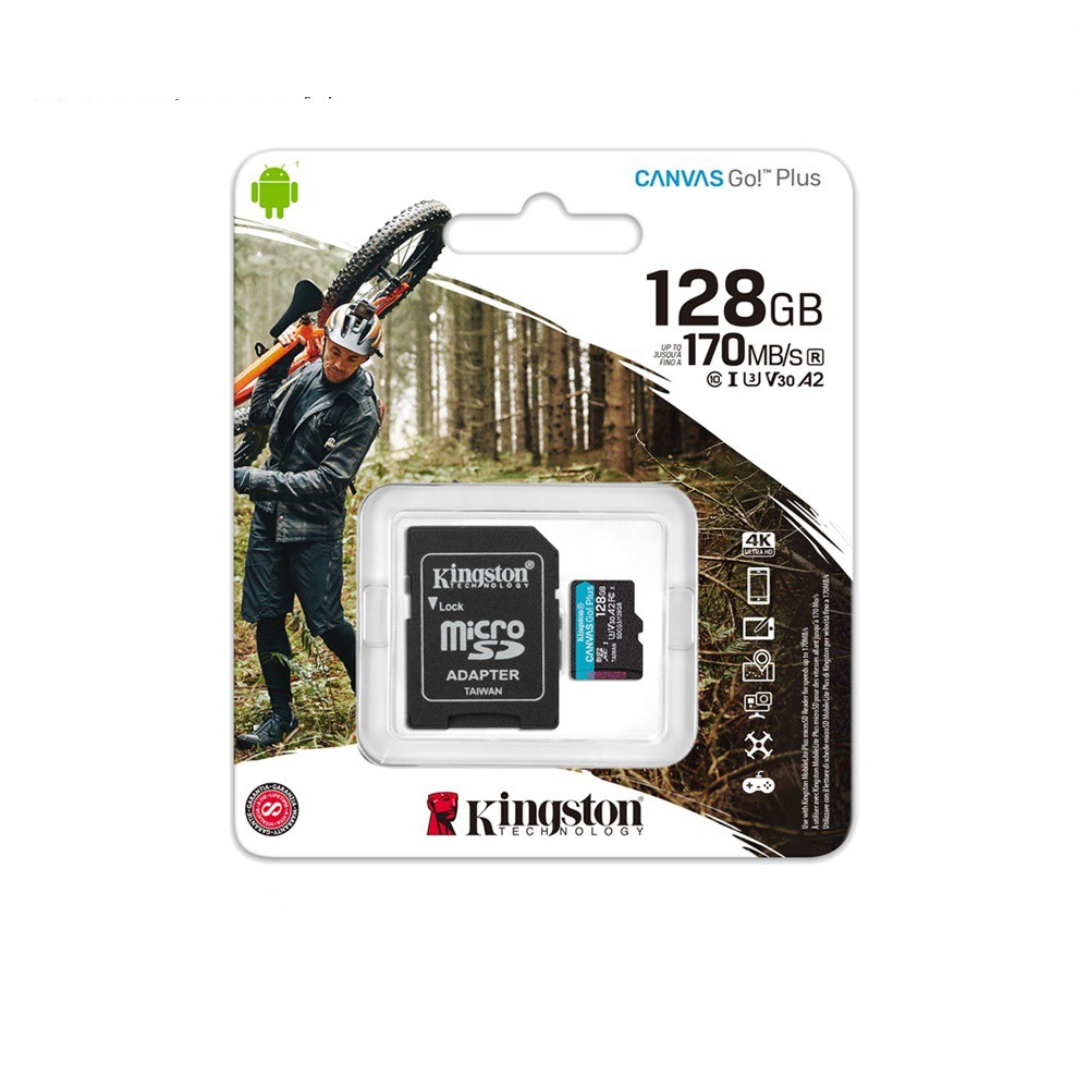 ภาพหน้าปกสินค้าKingston 128GB Canvas Go Plus MicroSD Full HD & 4K UHD 170MB/s Read Memory Card + SD Adapter SDCG3 จากร้าน groovygang บน Shopee