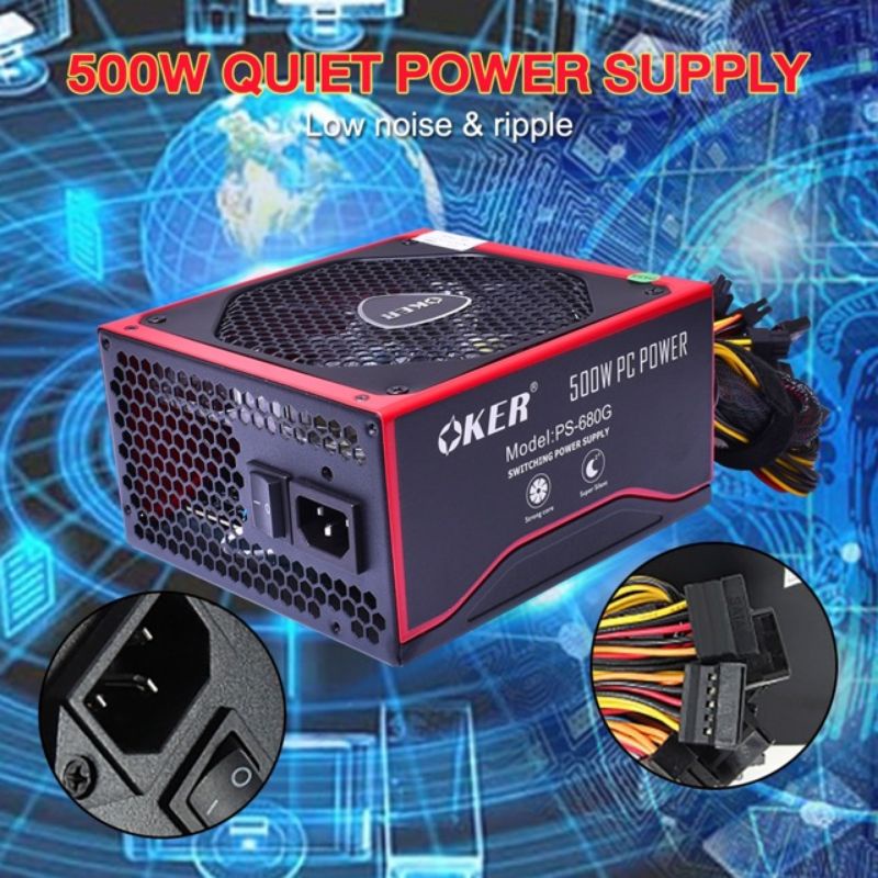 oker-power-supply-oker-500w-เเท้-80-efficiency-รุ่น-ps-680g