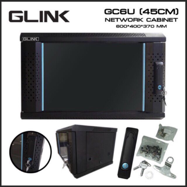 ตู้rack-6u-19นิ้ว-ลึก45เซน-แถมถาด-พัดลม-งานอย่างดี-ยี่ห้อ-glink