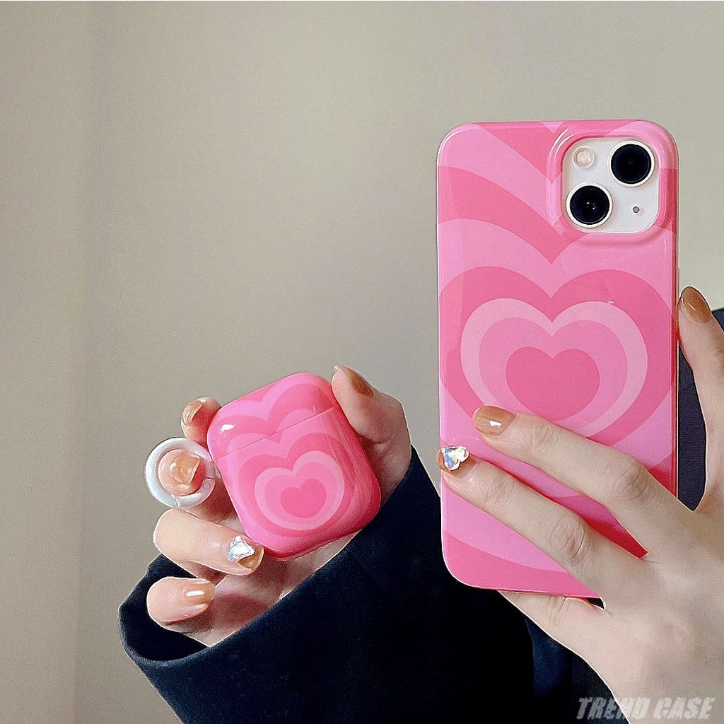 เคสหูฟังบลูทูธไร้สาย-ซิลิโคน-ลายหัวใจน่ารัก-สีชมพู-สําหรับ-airpods-1-2-3-pro