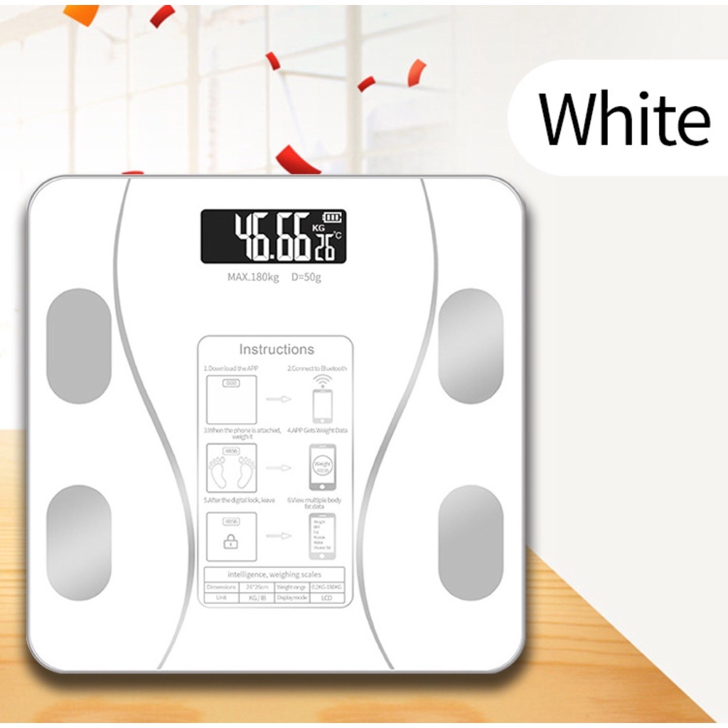 bluetooth-weighing-scale-เครื่องชั่งน้ำหนักดิจิตอลพร้อมแสดงมวลไขมัน