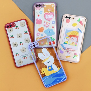 พร้อมส่งจากไทย!! i6/6+/7/8/Xmax/12 เคสขอบกันลื่น เคสกันเลนส์กล้อง เคสกันกล้อง เคสการ์ตูน ขอบสี เคสแฟชั่น เคสหลังใส