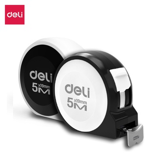 Deli ตลับเมตร ตลับเมตรพกพา 5เมตร / 3เมตร ความแม่นยำสูง หนาอย่างดี มีกันกระแทก มาพร้อมตัวล็อคสายวัด Steel Tape