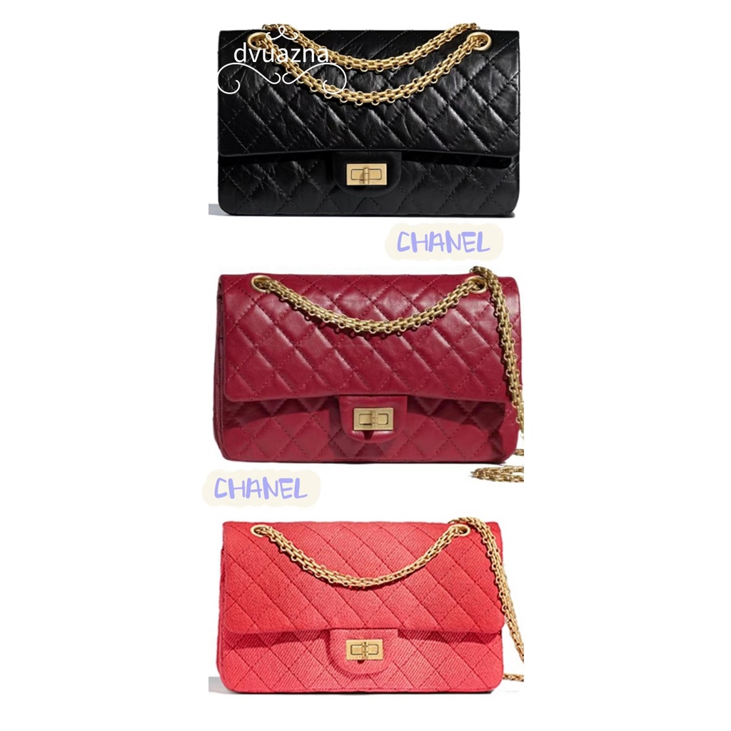 ของแท้-chanel-2-55-series-chain-flap-shoulder-messenger-bag-medium-womens