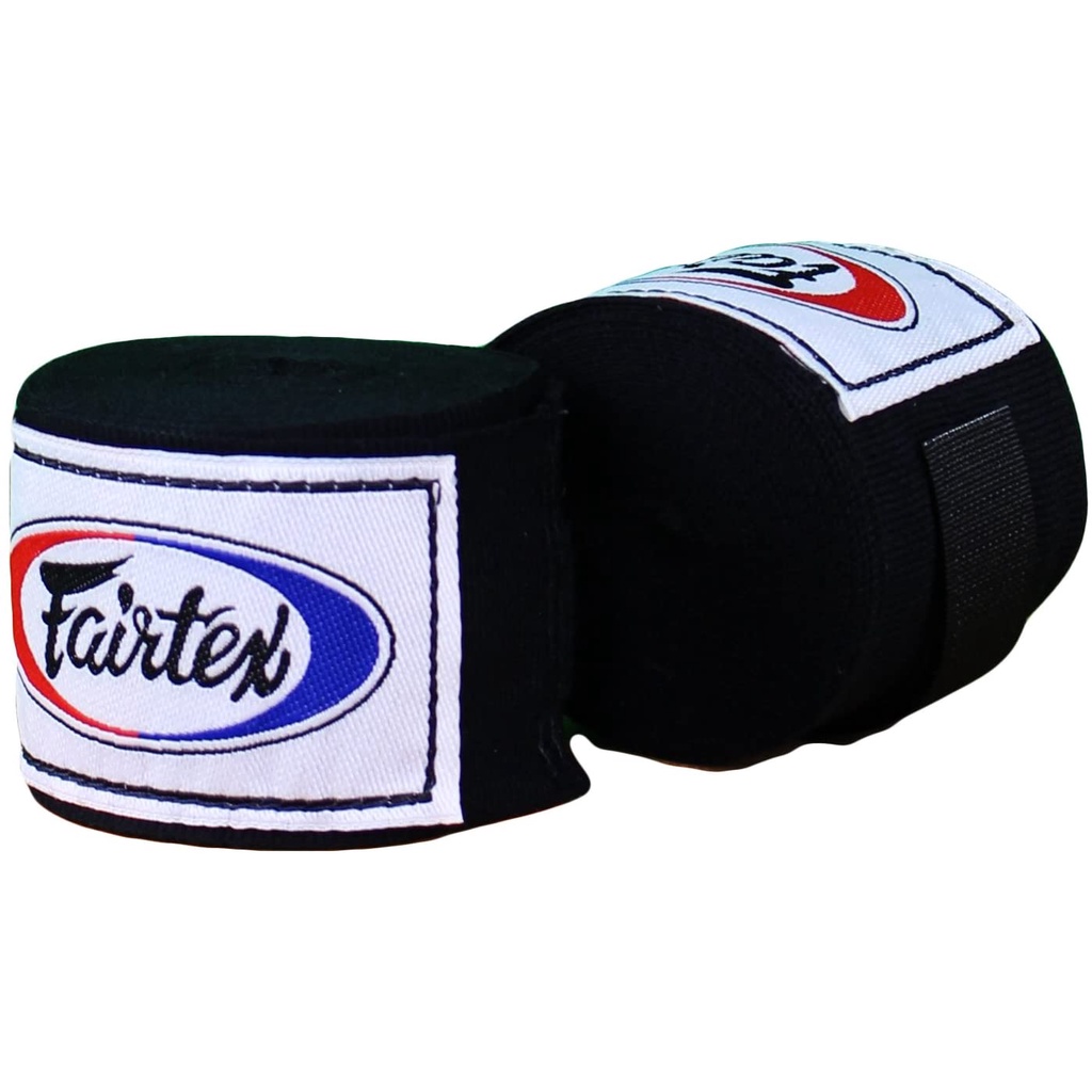 fairtex-ดำ-แฟร์เท็กซ์-ผ้าพันมือมวยไทย-คอตตอน-ไนล่อน-black-hand-wraps-elastic-nylon-cotton-ชกมวย-ออกกำลัง