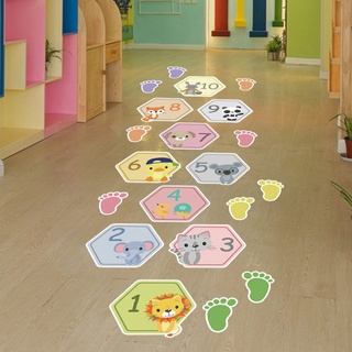 【Zooyoo】สติ๊กเกอร์ดิจิตอลรูปสัตว์ สติกเกอร์ติดผนัง Hopscotch สติ๊กเกอร์สถานที่สำหรับเด็ก สติ๊กเกอร์ตกแต่ง