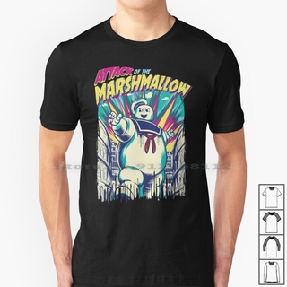 [S-5XL] เสื้อยืดผ้าฝ้าย พิมพ์ลายการ์ตูน Attack Of The Marshmallow Marshmallow Food Comic แนวสตรีท กราฟฟิค น่ารัก MBckeh9