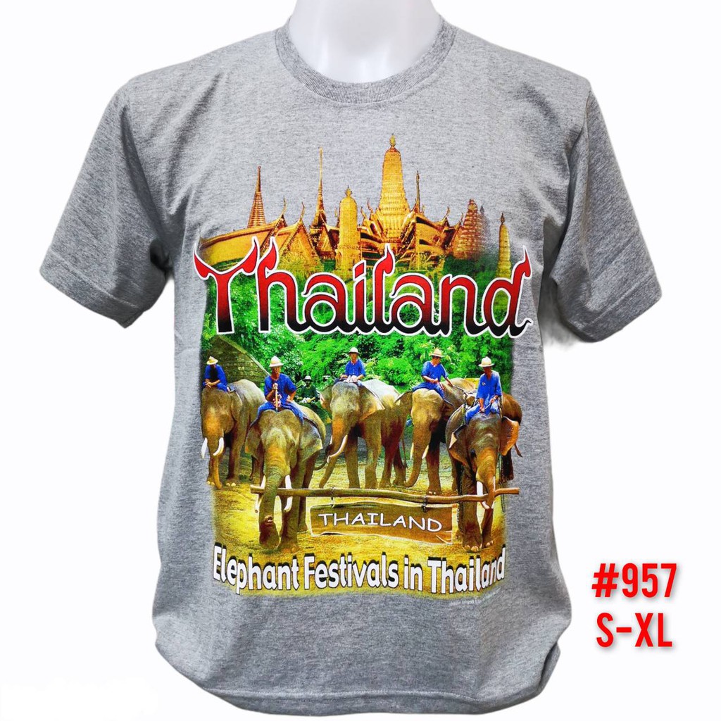 เสื้อยืดสีดำอินเทรนด์เสื้อยืด-ไทยแลนด์-สกรีนลายช้างno-957-souvenir-t-shirt-thailand-ของฝากต่างชาติ-ของฝากจากไทย-เสื้อคนอ