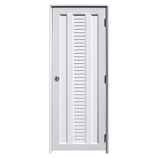 UPVC 70X200CM White UPVC SOLID WOOD DOOR FRAME ชุดประตูห้องน้ำ UPVC ECO-DOOR UB3L 70x200ซม. สีขาว ประตูบานเปิด ประตูและว
