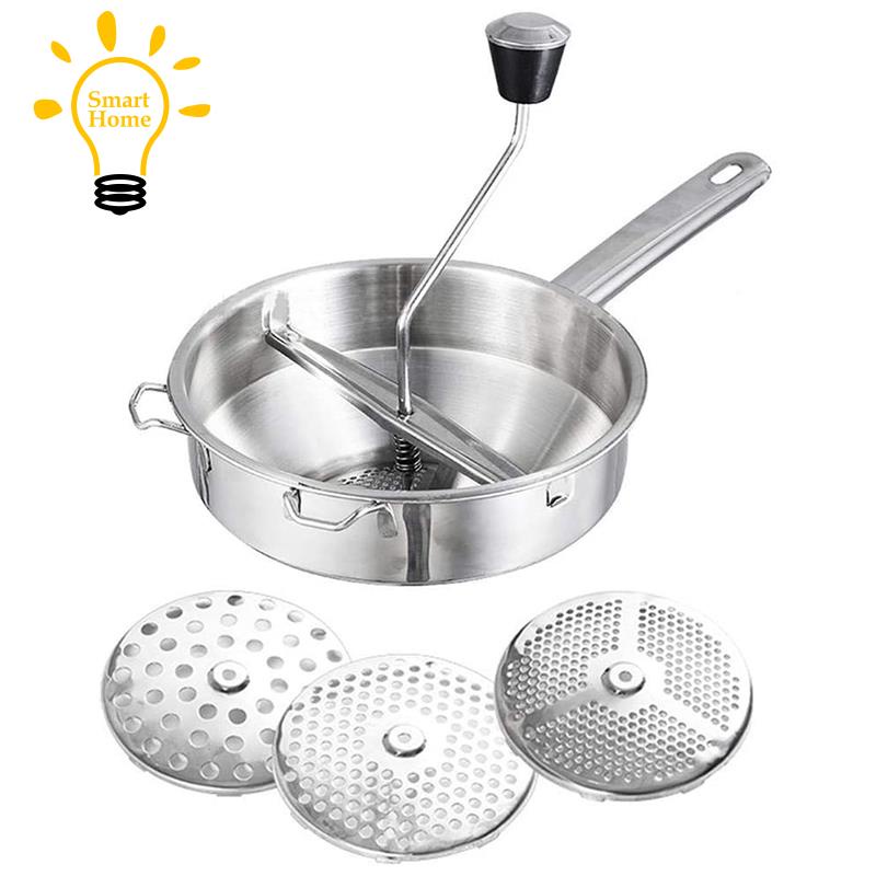 Rotary Food Mill Potato Ricer with 3 Interchangeable Disks, Great for