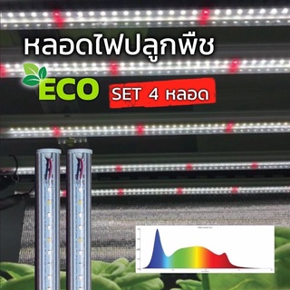 SET หลอดไฟ LED GROW LIGHT ECO 4หลอด 18W ยาว120 cm. หลอดไฟปลูกพืช หลอดไฟปลูกผัก หลอดไฟปลูกต้นไม้