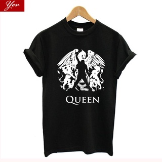 เสื้อยืดผ้าฝ้ายCOTTON เสื้อยืด ทรงหลวม พิมพ์ลาย Freddie Mercury The Queen Band สไตล์ฮาราจูกุ สําหรับผู้หญิงS-5XL