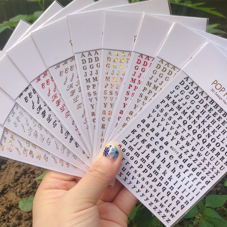พร้อมส่ง-สติ๊กเกอร์ตัวอักษรติดเล็บ-ตกแต่งเล็บ