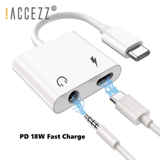 Accezz PD 18W USB C เป็น 3.5 มม. อะแดปเตอร์ชาร์จหูฟัง Type C อะแดปเตอร์แปลงเสียง สําหรับ Huawei Xiaomi