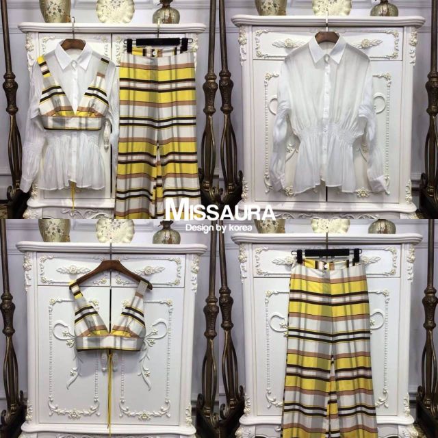 ชุดเซต3ชิ้น-เสื้อกั๊กลายสก๊อต-ร้อยเชือก-กางเกงขายาวลายสก๊อตทรงกระบอก