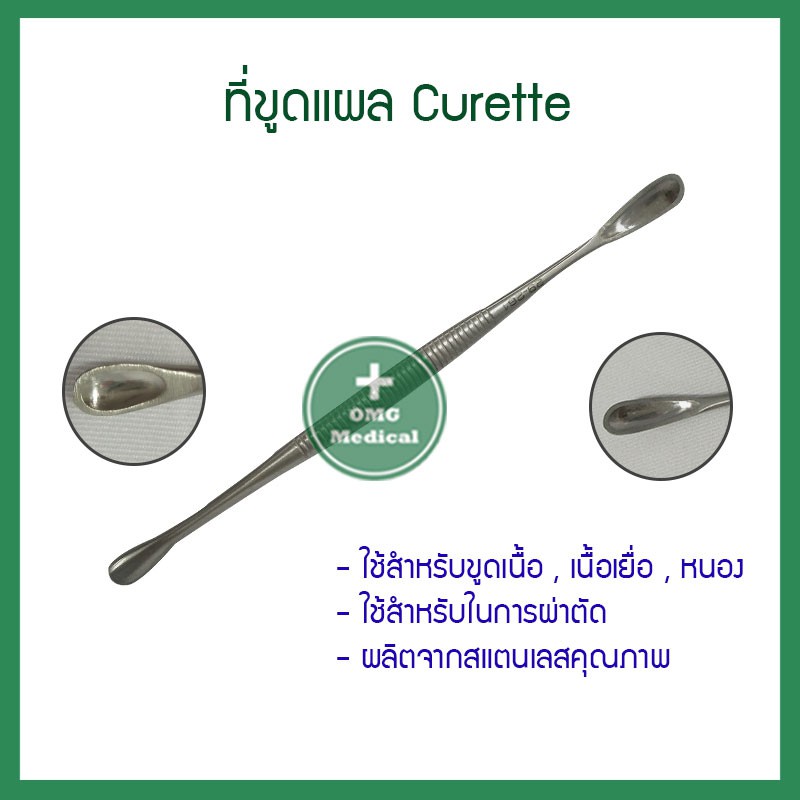 ภาพหน้าปกสินค้าที่ขูดแผล Curette stainless steel เกรด 304 ใช้สำหรับขูดแผล medical grade