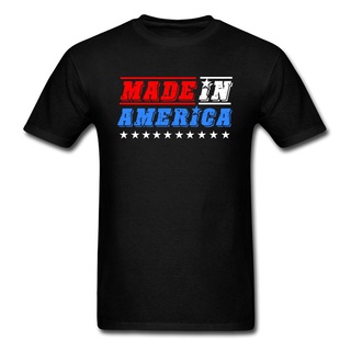 เสื้อยืด ผ้าฝ้าย พิมพ์ลายธงชาติอเมริกา Made In America สีดํา สําหรับผู้ชายS-5XL