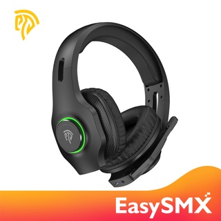 Easysmx VIP002W ชุดหูฟังสเตอริโอเล่นเกมไร้สาย 2.4g พร้อมไมโครโฟน และตัวควบคุมระดับเสียง ไฟไล่โทนสี RGB สําหรับ PC MAC PS4 PS5 แบตเตอรี่ 15 ชั่วโมง โหมดใช้สาย Xbox One Xbox Series X