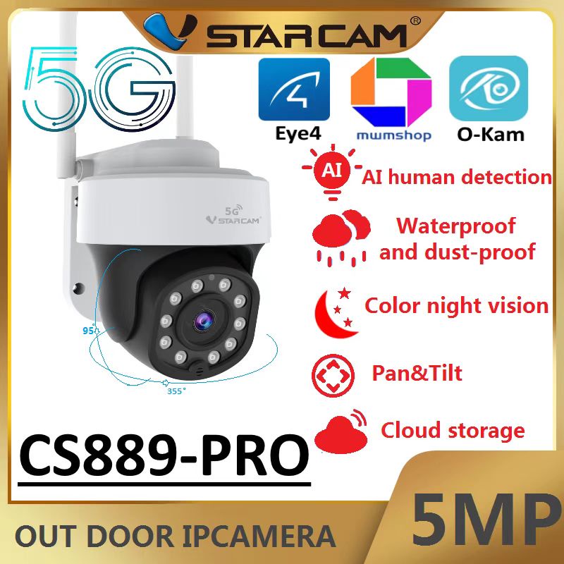 ภาพสินค้าVstarcam CS669CS889-5MP.5Gใหม่2022 กล้องวงจรปิดไร้สาย Outdoor ความละเอียด 3MPภาพสี มีAI+ สัญญาณเตือนสีแดงและสีน้ำเงิน จากร้าน mwmshop บน Shopee ภาพที่ 1