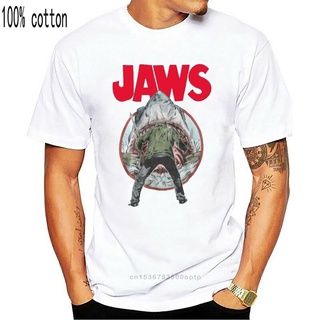 เสื้อยืดผ้าฝ้ายพิมพ์ลายขายดี เสื้อยืด พิมพ์ลายภาพยนตร์ Jaws Sahrk Cult 70s 80s 90s Amity Island