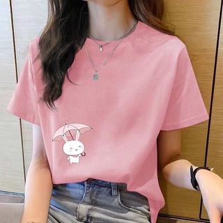 เสื้อยืดคอกลม แขนสั้น พิมพ์ลายการ์ตูน ทรงหลวม หลากสี แฟชั่นฤดูร้อน สําหรับผู้หญิง 2022
