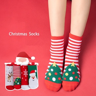 ถุงเท้าผ้าฝ้าย ลายการ์ตูนซานตาคลอส คริสต์มาส สําหรับเด็กผู้ชาย และเด็กผู้หญิง 1 คู่