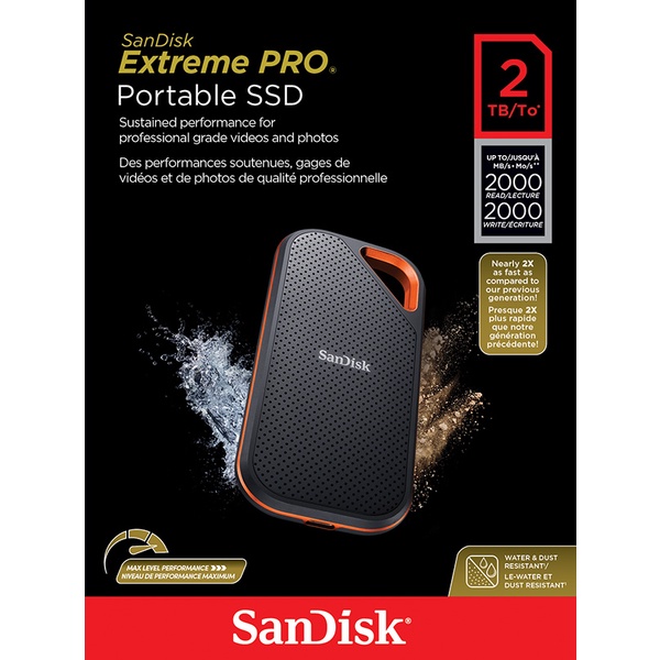 SanDisk Extreme Pro V2 Portable SSD 2TB (SDSSDE81-2T00-G25 SanDisk Extreme Pro V2 Portable SSD 2TB (SDSSDE81-2T00-G25