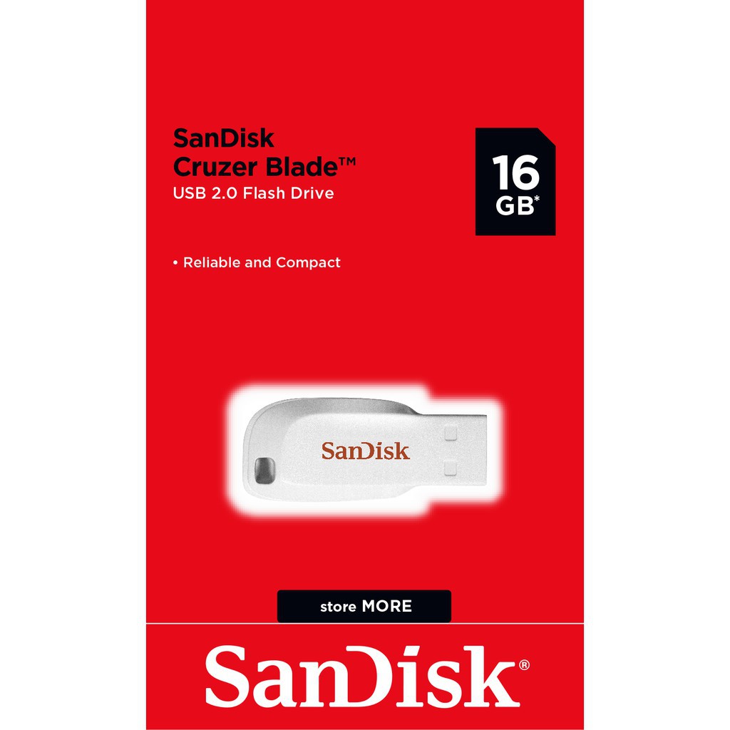 ภาพสินค้าSanDisk CRUZER BLADE USB 2.0 (SDCZ50C_016G_B35W) แฟลชไดร์ฟ 16GB white จากร้าน sandisk_thailand_officialshop บน Shopee ภาพที่ 1