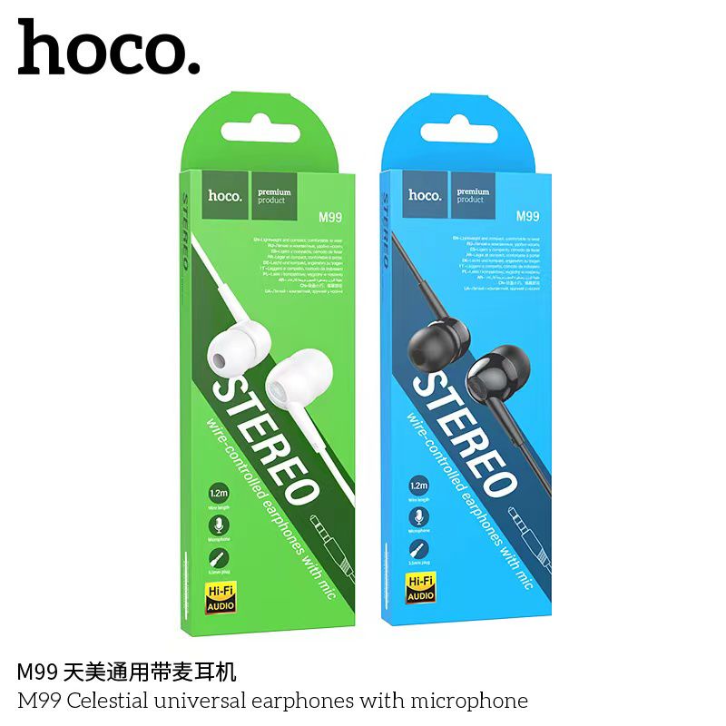 Hoco M99 หูฟังเจ็ก 3.5mm มีไมค์ในตัวให่มล่าสุด เเท้ | Shopee Thailand