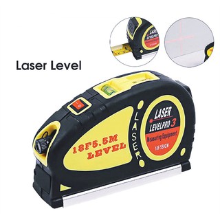 (รุ่นไหม่) 18FT Laser Level Horizon Vertical Measure 5.5m Aligner Standard and Metric Ruler Multipurpose Measure Level L