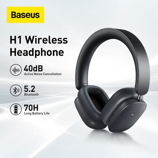 Baseus หูฟังไร้สาย H1 Hybrid 40dB ANC 4-mics ENC หูฟังบลูทูธ 5.2 ไดรเวอร์ 40 มม. HiFi หูฟังครอบหู 70H Time