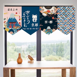 ผ้าม่านสั้น ทรงสามเหลี่ยม ลายธง สไตล์ญี่ปุ่น สําหรับห้องครัว โรงแรม ม่านประตูห้องครัว