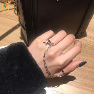 สินค้า 【COD Tangding】Adjustable Two Finger Chain Opening Ring Korea Fashion for Women Hiphop Cool Girl Accessory