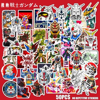 50 ชิ้น สติกเกอร์ ลาย กันดั้ม Gundam มีกาวในตัว สําหรับติดตกแต่งผนังบ้าน โน้ตบุ๊ก แล็ปท็อป