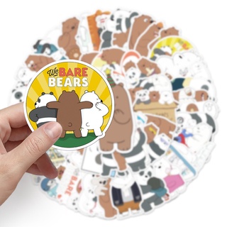 💥พร้อมส่ง💥Cute bear 50แผ่น STICKER กันน้ำ สติ๊กเกอร์ ใช้ซ้ำได้ โทรศัพท์มือถื we bare bears 3 หมีจอมป่วน