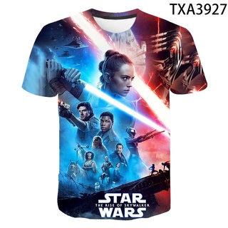 เสื้อยืดแขนสั้นลําลอง คอกลม พิมพ์ลาย Star Wars 3 มิติ แฟชั่นฤดูร้อน สไตล์สตรีท สําหรับเด็กผู้ชาย และเด็กผู้หญิง
