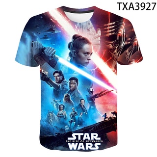 เสื้อยืดแขนสั้นลําลอง คอกลม พิมพ์ลาย Star Wars 3 มิติ แฟชั่นฤดูร้อน สไตล์สตรีท สําหรับเด็กผู้ชาย และเด็กผู้หญิง