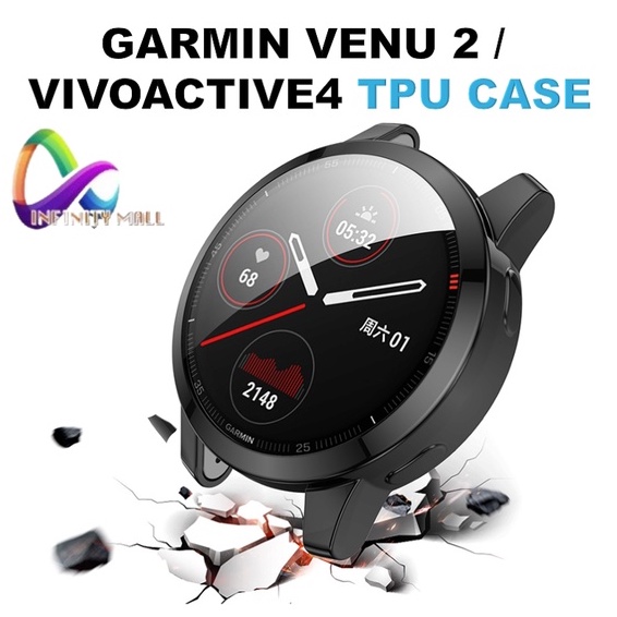 ภาพหน้าปกสินค้าเคส Garmin Venu 2 / Vivoactive 4 TPU case เคส กันกระแทก แบบครอบ Plating Protective Case Cover