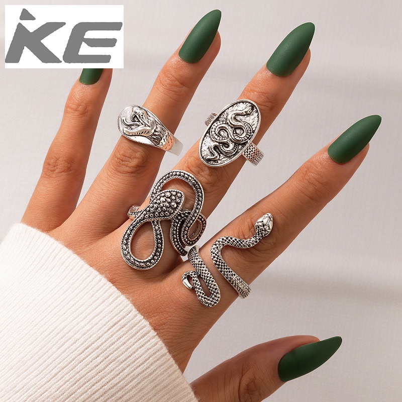 vintage-irregular-geometric-snake-ring-animal-snake-ring-combination-set-of-4-for-girls-for-w