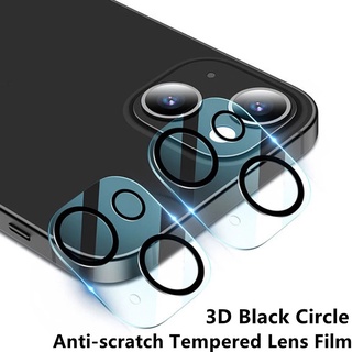 ฟิล์มกระจกนิรภัยกันรอยเลนส์กล้องด้านหลัง แบบใส 3D กันรอยขีดข่วน สีดํา สําหรับ iPhone14 14 Plus 14 Pro 14 Pro Max