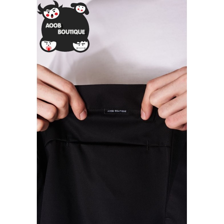 ภาพสินค้ากางเกงสแล็คผู้ชาย "สีดำ" ทรงขากระบอกเล็ก ผ้ายืด / ผ้ากำมะดิน (ผ้าไม่ยืด) / ผ้าวาเลนติโน่ (Aoob Boutique Shop) จากร้าน plajang บน Shopee ภาพที่ 3