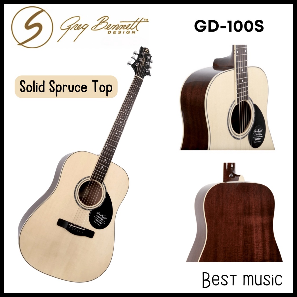 กีต้าร์โปร่ง-greg-bennett-รุ่น-gd-100s-solid-spruce-top