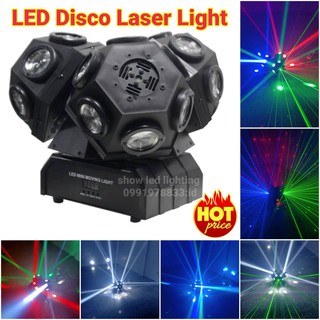 ไฟดิสโก้ มูวิ่งบอลเลเซอร์ 3หัว รุ่น มีเลเซอร์ moving ball led laser