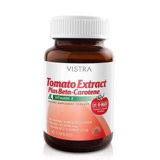 🍅VISTRA Tomato Extract Plus Beta-Carotene &amp; Vitamin E 30 แคปซูล🍅